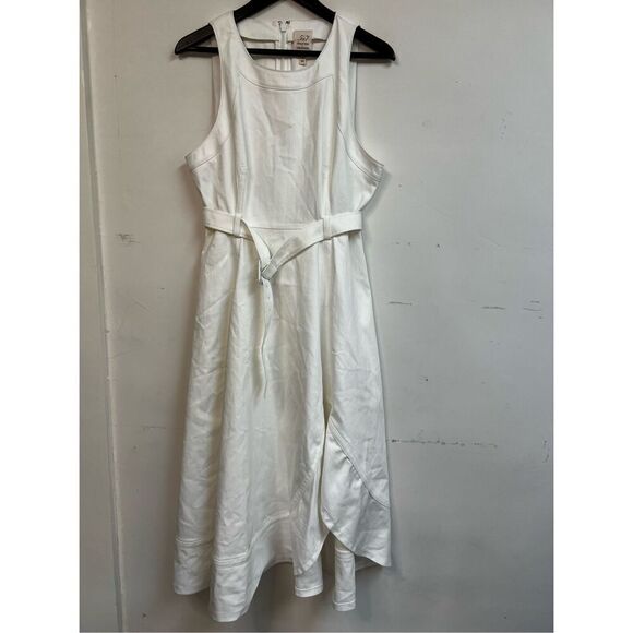 Cinq à Sept Women's White Zelda Sleeveless Asymmetric Midi Dress Size 14 NWOT - Picture 7 of 13